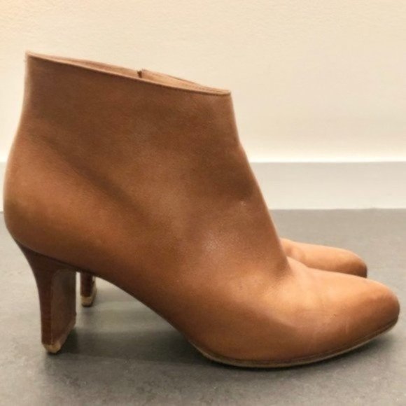 Margiela Tan Leather Ankle Boots Thin Stacked Heel - Picture 1 of 8